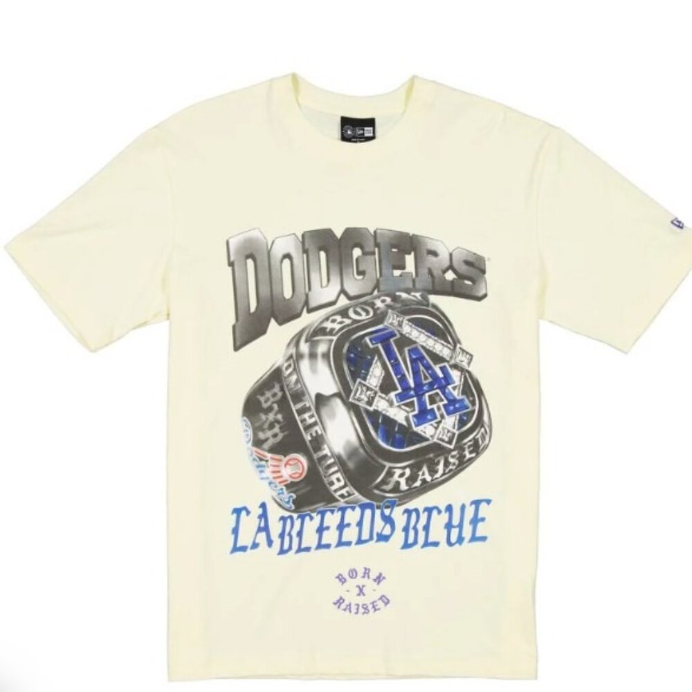 Born x Raised LA Dodgers Championship Ring Chrome White T-Shirt